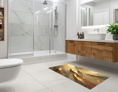 Concept Crystal Bathroom PVC Mat – Water-Resistant Floor Mat – Modern Designer Bath Mat with 4 Size Options for Bathroom, Shower & Toilet - Soft Shower Mat with Decorative Designs : Golden Structure