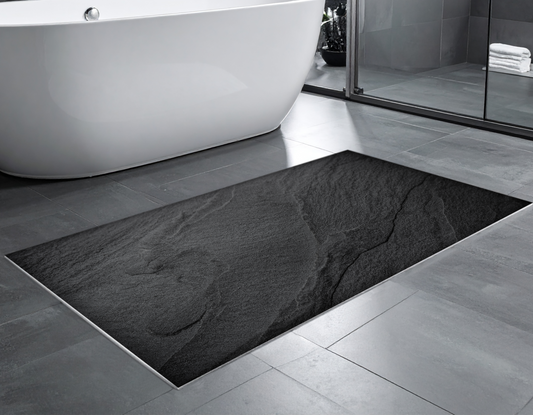 Concept Crystal Bathroom PVC Mat – Water-Resistant Floor Mat – Modern Designer Bath Mat with 4 Size Options for Bathroom, Shower & Toilet - Soft Shower Mat with Decorative Designs : Dark granite