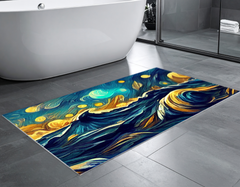 Concept Crystal Bathroom PVC Mat – Water-Resistant Floor Mat – Modern Designer Bath Mat with 4 Size Options for Bathroom, Shower & Toilet - Soft Shower Mat with Decorative Designs : Moonlit Ocean