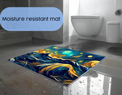 Concept Crystal Bathroom PVC Mat – Water-Resistant Floor Mat – Modern Designer Bath Mat with 4 Size Options for Bathroom, Shower & Toilet - Soft Shower Mat with Decorative Designs : Moonlit Ocean