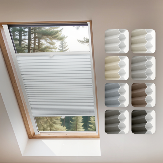 Concept Blinds Honeycomb Roof Window Pleated Blind – Blackout & Thermal Insulation, Made to Measure, 7 Fabric Colours, Adjustable Up & Down, Easy Drill Fitting – Premium Custom Roof Window Shade