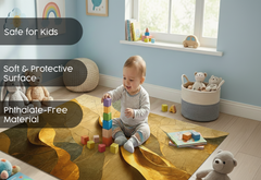 Precision Floor Mat - Innovative Custom PVC Mat for Home, Kitchen & Playrooms – Water Resistant, Stain-Proof & Kids-Safe - Vibrant Designs with Adjustable Sizes from 20x20 cm up to 200x300 cm : Golden structure