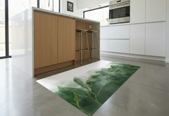 Precision Floor Mat - Innovative Custom PVC Mat for Home, Kitchen & Playrooms – Water Resistant, Stain-Proof & Kids-Safe - Vibrant Designs with Adjustable Sizes from 20x20 cm up to 200x300 cm : Green marble leaves
