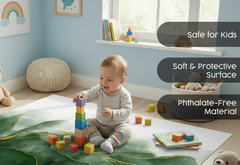 Precision Floor Mat - Innovative Custom PVC Mat for Home, Kitchen & Playrooms – Water Resistant, Stain-Proof & Kids-Safe - Vibrant Designs with Adjustable Sizes from 20x20 cm up to 200x300 cm : Green marble leaves