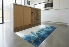 Precision Floor Mat - Innovative Custom PVC Mat for Home, Kitchen & Playrooms – Water Resistant, Stain-Proof & Kids-Safe - Vibrant Designs with Adjustable Sizes from 20x20 cm up to 200x300 cm : Blue marble leaves