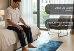 Precision Floor Mat - Innovative Custom PVC Mat for Home, Kitchen & Playrooms – Water Resistant, Stain-Proof & Kids-Safe - Vibrant Designs with Adjustable Sizes from 20x20 cm up to 200x300 cm : Blue marble leaves