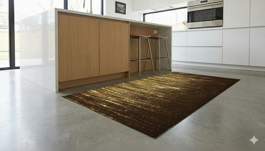 Precision Floor Mat - Innovative Custom PVC Mat for Home, Kitchen & Playrooms – Water Resistant, Stain-Proof & Kids-Safe - Vibrant Designs with Adjustable Sizes from 20x20 cm up to 200x300 cm : Gold glitter