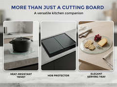 Concept Crystal Extra Large Glass Cutting Board (60x52 / 2x 30x52cm) Clear Tempered Glass Worktop Saver, Heavy Duty Transparent Kitchen Counter Protector