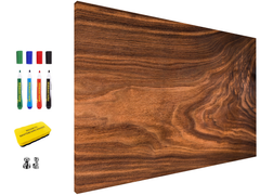 Magnetische Metalltafel – Trocken abwischbare Wandtafel und starke Magnet-Pinnwand für Büros, Zuhause und Klassenzimmer – Moderner und langlebiger Wand-Organizer: Nussbaumholzmuster