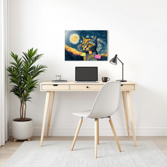 Magnetic Metal Board – Dry-Erase Wall Board & Strong Magnet Bulletin Board for Offices, Homes & Classrooms – Modern & Durable Wall Organizer : Van Gogh's Cat