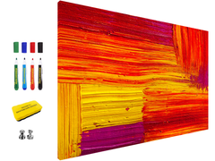 Pizarra metálica magnética: pizarra de borrado en seco y potente imán para oficinas, hogares y aulas. Organizador de pared moderno y duradero: textura abstracta de color.