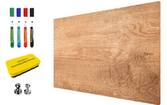 Magnetic Metal Board – Dry-Erase Wall Board & Strong Magnet Bulletin Board for Offices, Homes & Classrooms – Modern & Durable Wall Organizer : Light wood panel