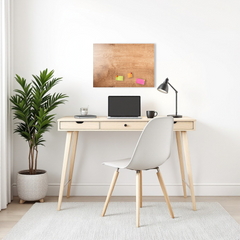 Magnetic Metal Board – Dry-Erase Wall Board & Strong Magnet Bulletin Board for Offices, Homes & Classrooms – Modern & Durable Wall Organizer : Light wood panel