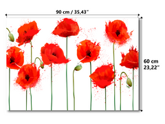 Magnetische Metalltafel – Trocken abwischbare Wandtafel und starke Magnet-Pinnwand für Büros, Zuhause und Klassenzimmer – Moderner und langlebiger Wand-Organizer: Mohnblumen