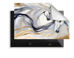 Concept Crystal Induction Hob Cover Mat 80x52cm – 3mm Thick PVC Cooker Top Protector – Decorative Water?Resistant Hob Cover with Modern Designs for Induction & Electric Hobs : Marble Horses