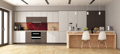 Design glass backsplash - Tempered Glass BBS29 w/wo magnetic properties splashback : Nature Series : Romantic red rose