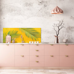 Design glass backsplash - Tempered Glass BBS29 splashback w/wo magnetic properties : Nature Series : Yellow leaves