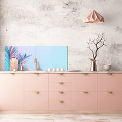 Design glass backsplash - Tempered Glass BBS29 splashback w/wo magnetic properties : Nature Series : Tropical leaves