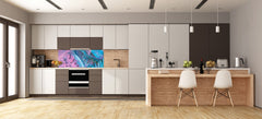 Design glass backsplash - Tempered Glass BBS29 splashback w/wo magnetic properties : Nature Series : Neon tropical leaves