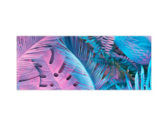 Design glass backsplash - Tempered Glass BBS29 splashback w/wo magnetic properties : Nature Series : Neon tropical leaves