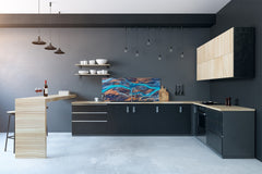 Stylish glass backsplash - Photo glass upstand BBS31 w/wo magnetic properties : Textures series : River veins