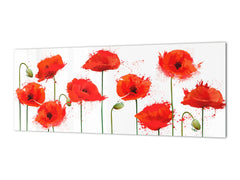 Design glass backsplash - Tempered Glass BBS29 splashback w/wo magnetic properties : Nature Series : Poppy seed flowers