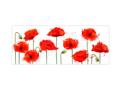Design glass backsplash - Tempered Glass BBS29 splashback w/wo magnetic properties : Nature Series : Poppy seed flowers