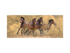 Stunning glass wall art - Wide format kitchen backsplash BBS32 w/wo magnetic properties : Animals series : Galloping horses
