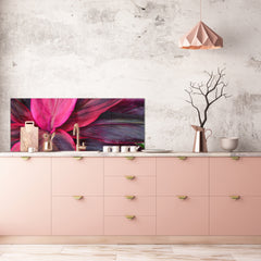 Design glass backsplash - Tempered Glass BBS29 splashback w/wo magnetic properties : Nature Series : Fluorescent leaves