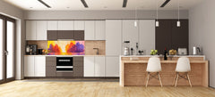 Contemporary glass kitchen panel - Wide format wall backsplash BBS30 w/wo magnetic properties : Art. Series : Colourful trees 2