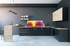 Contemporary glass kitchen panel - Wide format wall backsplash BBS30 w/wo magnetic properties : Art. Series : Colourful trees 2