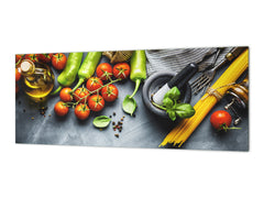 Toughened printed glass backsplash - Kitchen wall splashback BBS33 w/wo magnetic properties : Herbs and spices series : Italian cuisine