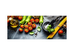 Toughened printed glass backsplash - Kitchen wall splashback BBS33 w/wo magnetic properties : Herbs and spices series : Italian cuisine