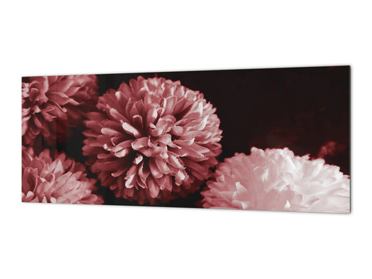 Design glass backsplash - Tempered Glass BBS29 splashback w/wo magnetic properties : Nature Series : Pink flower frame