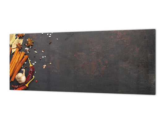 Toughened printed glass backsplash - Kitchen wall splashback BBS33 w/wo magnetic properties : Herbs and spices series : Cinnamon sticks