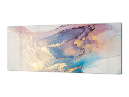 Contemporary glass kitchen panel - Wide format wall backsplash BBS30 w/wo magnetic properties : Art. Series : Liquid colours 1