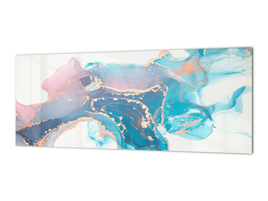 Contemporary glass kitchen panel - Wide format wall backsplash BBS30 w/wo magnetic properties : Art. Series : Liquid colours 2