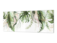 Design glass backsplash - Tempered Glass BBS29 splashback w/wo magnetic properties : Nature Series : Tropical watercolour