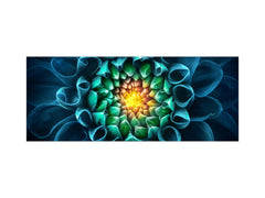 Design glass backsplash - Tempered Glass BBS29 splashback w/wo magnetic properties : Nature Series : Blue-green flower