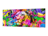 Impresionante arte de pared de vidrio - Salpicadero de cocina de gran formato BBS32 con/sin propiedades magnéticas: Serie Animales: León colorido