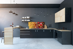 Design glass backsplash - Tempered Glass BBS29 splashback w/wo magnetic properties : Nature Series : Horizontal flowers