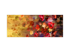 Design glass backsplash - Tempered Glass BBS29 splashback w/wo magnetic properties : Nature Series : Horizontal flowers
