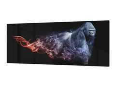 Stunning glass wall art - Wide format kitchen backsplash BBS32 w/wo magnetic properties : Animals series : Colourful gorilla