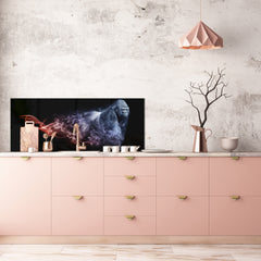 Stunning glass wall art - Wide format kitchen backsplash BBS32 w/wo magnetic properties : Animals series : Colourful gorilla