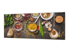 Toughened printed glass backsplash - Kitchen wall splashback BBS33 w/wo magnetic properties : Herbs and spices series : Rustical spices