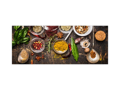 Toughened printed glass backsplash - Kitchen wall splashback BBS33 w/wo magnetic properties : Herbs and spices series : Rustical spices