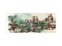 Wide format Wall panel - Design backsplash BBS34 w/wo magnetic properties : Miscellaneous series : Abstract cityscape 2