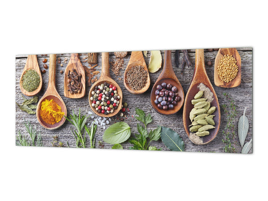 Toughened printed glass backsplash - Kitchen wall splashback BBS33 w/wo magnetic properties : Herbs and spices series : Herbs and spices 1