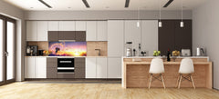 Design glass backsplash - Tempered Glass BBS29 splashback w/wo magnetic properties : Nature Series : Sunset dandelion