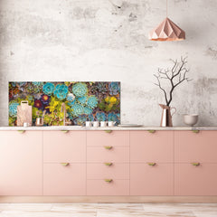 Design glass backsplash - Tempered Glass BBS29 splashback w/wo magnetic properties : Nature Series : Rock garden 1